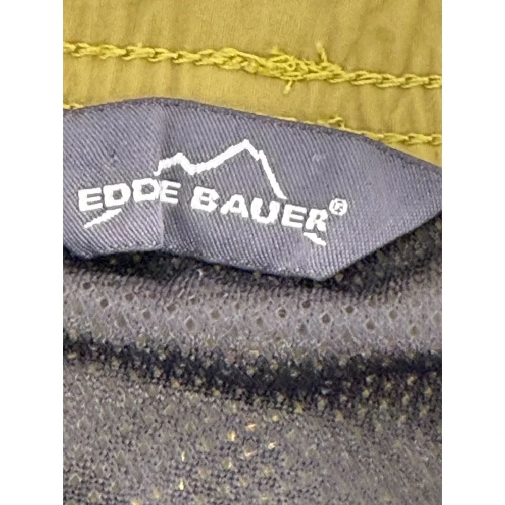 Eddie Bauer Mens Large Olive Green‎ Nylon Cargo Swim Shorts Mesh Lined Hiking L